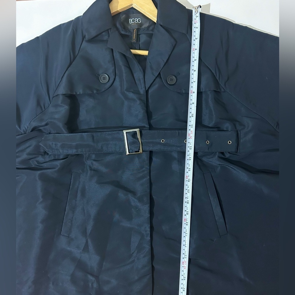 BCBG Paris Women’s Waist Belted Snap Cape Jacket Size 4 dark navyy blue black - Picture 4 of 11